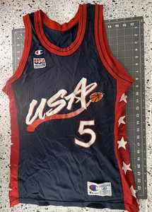 Vintage Champion 90's USA Dream Team #5 Grant Hill Basketball Jersey Size 40 - Picture 1 of 4