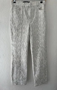 Express weiß & silber hoher Bund Cropped gerade bedruckt Jeans Damengröße 8 - Bild 1 von 15
