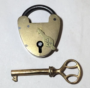 VR Crown Bronze/Brass Iron Padlock & Key Antique Vintage Lock English Victorian - Picture 1 of 8
