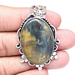 Pendant Newlite Jasper Gemstone Handmade Mother's Day Silver Jewelry 2.25" - Picture 1 of 7