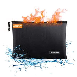 JUNDUN Fireproof Document Bags,14.2”x 10.0”Waterproof and Fireproof Money Bag... - Picture 1 of 7