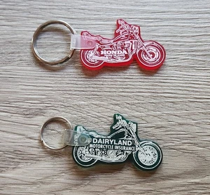 Honda Red White Magma Vintage Motorcycle Insurance Keychain Key Chain Set - Picture 1 of 3