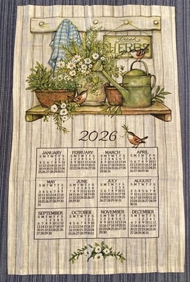 Kay Dee 毛巾日历,新鲜草药 2026 全新 ( F 3562 ) 盒子不完美 — 第 1/4 张图片