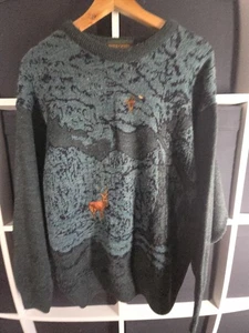 Vintage Peter Gribby Herren grün Medium Buck & Duck Pullover bestickt - Bild 1 von 11