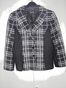 S014  TUZZI Kurzjacke Blazer schwarz gemustert Gr.  ca. 40 - Bild 1 von 4