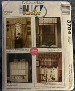 McCall's 3704 Center Pleat, Button Pleat Valance, Roman Shade Window Treatments - Picture 1 of 2