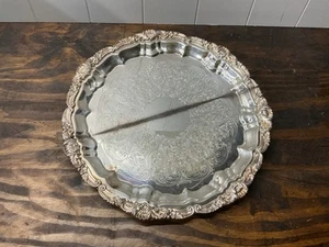 Vintage EPCA Silver Plate by Poole Footed Serving Tray 5591 - Flawed 14” - Picture 1 of 7