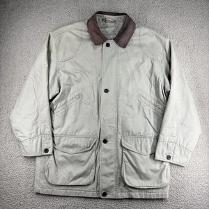 St Michael Chore Mantel Herren Gr. L hell taupe Feldscheune Lederkragen Vintage - Bild 1 von 18