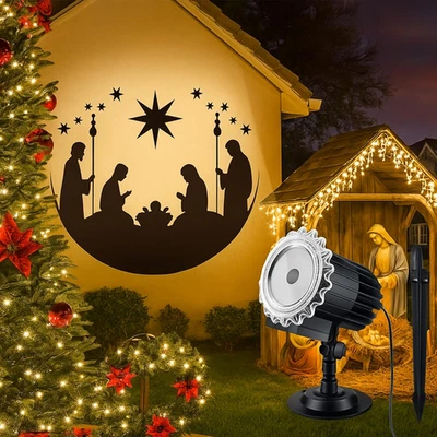 Christmas Projector Lights Outdoor, Nativity Scene LED Flood Light for Holiday D - Image 1 of 4