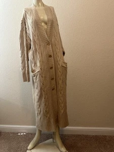 #12 Tan Cashmere and Wool Midi Cardigan, Louis Feraud, Sz 10 - Picture 1 of 6