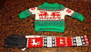 Maker's Mark Ambassador Bourbon Bottle Christmas Sweater and Scarf - Picture 1 of 3