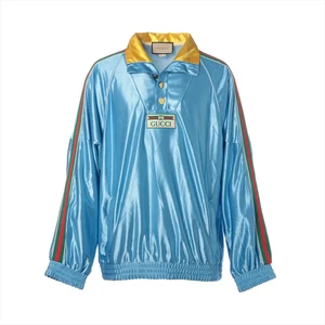 Gucci Polyester Blouson XL Men's Blue 653372 Sherry Line Thread unravelling Has - Picture 1 of 8