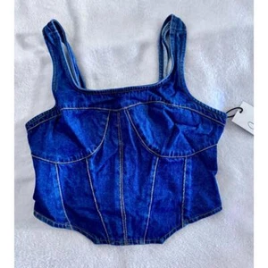 NWT Japna 10932D Denim Square Neckline Sleeveless Tank Top Medium - Picture 1 of 4