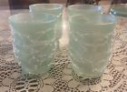 Lot 4 Drinking Glasses Green Abstract Design Of Drizzles Of White Over Exterior