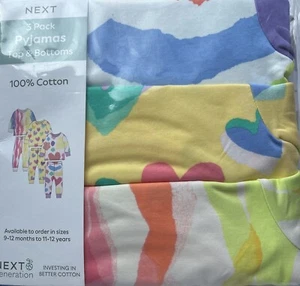 Próximos 12-18 meses 3 pares de conjuntos de pijamas de algodón de manga larga divertidos de colores - Imagen 1 de 3
