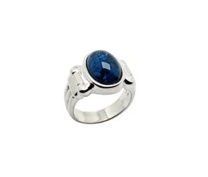 Ring Sterling Silber 925 poliert Gr. 58 blauer ovaler Cabochon - Bild 1 von 3