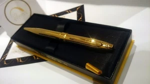 24Ct Gold Plated Executive Cross Ballpoint Writing Pen Black Ink Gift Boxed 24k  - Picture 1 of 4