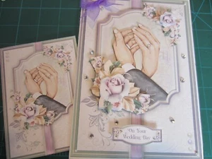 New - Handmade Pretty On Your Wedding Day Card Size 8'' x 6'' & Gift Tag - Picture 1 of 7