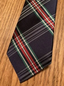 Pronto Uomo Silk Long Tie Necktie Tartan Plaid Navy Blue Red Green NWT Orig $60 - Picture 1 of 7