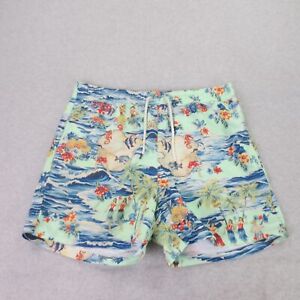 Polo Ralph Lauren Swim Shorts Mens XL Blue Hawaiian Hula Girl Floral Trunks *