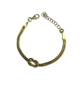 Brazalete para niños con cadena de serpiente doble de plata de ley 925 en tono dorado de 4-5 pulgadas - Imagen 1 de 9