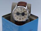 NEW AUTHENTIC FOSSIL FLYNN SILVER BROWN CHRONOGRAPH LEATHER BQ2726 MEN'S WATCH