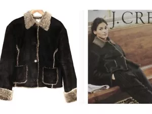Vintage J.CREW Collection 1995 Genuine Shearling Leather jacket Coat Small - Picture 1 of 7