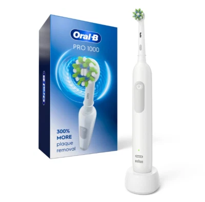 Oral-B Pro 1000 перезаряжаемый зубная щетка ручка зарядное устройство, щетка, белый - новый - Изображение 1 из 4