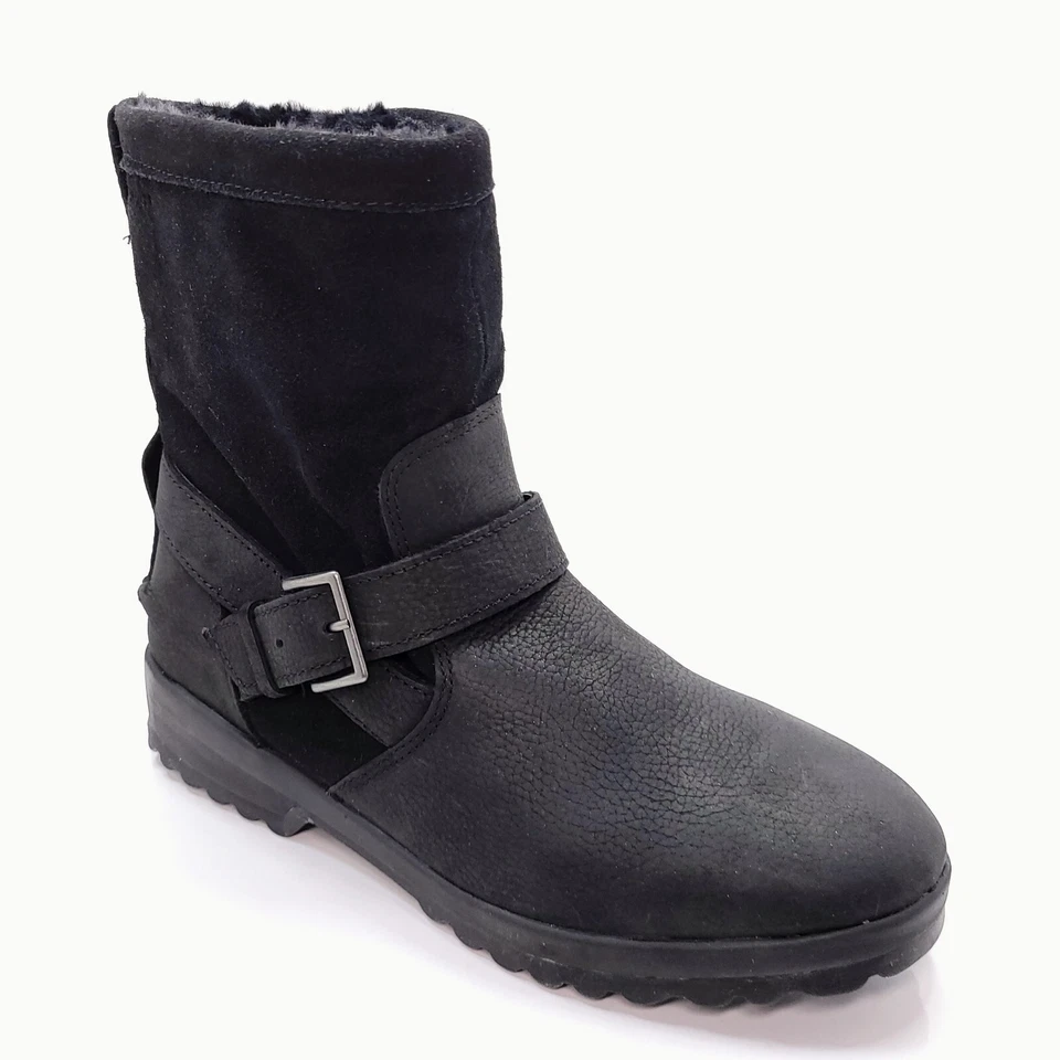 Sperry Womens Maritime Step In Pull On Black Leather Waterproof Boots Size 7.5