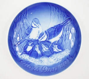 Plato del Día de la Madre Bing & Grondahl 2014 azul Titmouse con pollitos B&G Copenhagen - Imagen 1 de 3