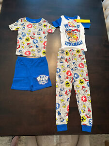 5T: Paw Patrol Boys Pajama Set 4-Piece Cotton Sleepwear Set, Grey Print NEW