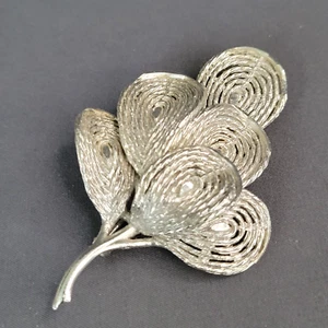 Unisex Silber Ton Gedreht Metall Gebürstet Strukturiert Blatt Mode Brosche Anstecknadel 3 Zoll - Bild 1 von 6