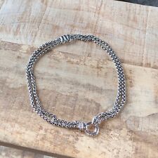 David Yurman 16" Silver Double Wheat Chain Necklace with Diamonds