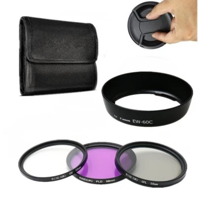 58mm UV CPL FLD Lens Filter Kit LensHood EW-60C For Canon EF-S 18-55mm f/3.5-5.6 - Image 1 of 4