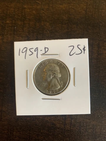 1959-D Denver Washington Quarter 90% Silver - Free Shipping with 2x2 Case Cover