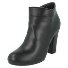 F5R949 LADIES SPOT ON CASUAL BLOCK HEEL WORK FORMAL ZIP ANKLE BOOTS SIZE