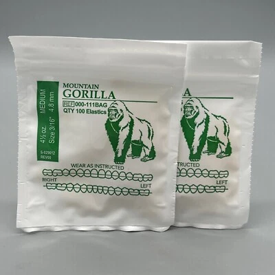 2 Mountain Gorilla (READ) American Orthodontics Dental Elastics Rubber Bands