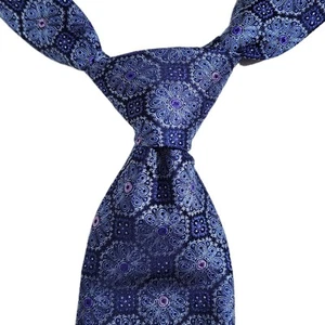 Canali Silk Jacquard Tie Blue Geometric Paisley Woven Made In Italy 3.25"x58" - Picture 1 of 5