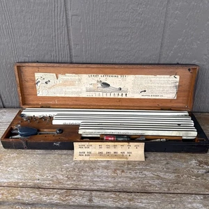 Juego de letras vintage Keuffel & Esser Co K&E Leroy con estuche de madera (LEER) - Imagen 1 de 8