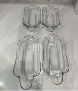 Jeanette Klarglas Gerippt Eisbecher Banane Geteilte Schüsseln Schüsseln 4er Set - Bild 1 von 8