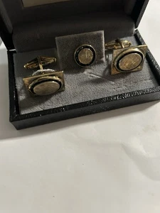 Gemelli ovali Sterling Da Vinci con pietre e set fermacravatta - Foto 1 di 5