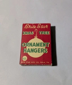 VINTAGE BRITE STAR CHRISTMAS XMAS TREE ORNAMENT HANGERS BOX w/ HOOKS - Picture 1 of 4