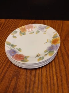 Set Of 8 Corelle 7 1/4" SUMMER BLUSH PANSY Dessert Side Bread Salad Plates - Picture 1 of 7
