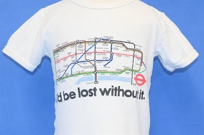 Camiseta de colección años 70 ID BE LOST WITHOUT IT LONDON UNDERGROUND SUBWAY TUBE NIÑO 2T Foto 1 de 3