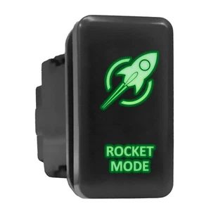 ROCKET MODE Green LED Backlit Tall Push Button 1.54"x 0.83" (Fit: Toyota) - Picture 1 of 6