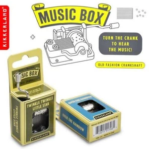 Manivela de mano original Kikkerland mini caja de música cuerda novedad relleno de medias - Imagen 1 de 18