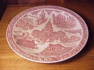 BEAUTIFUL VINTAGE VERNON KILNS POTTERY 10" STATE PLATE - ILLINOIS - LINCOLN HOME - Picture 1 of 7