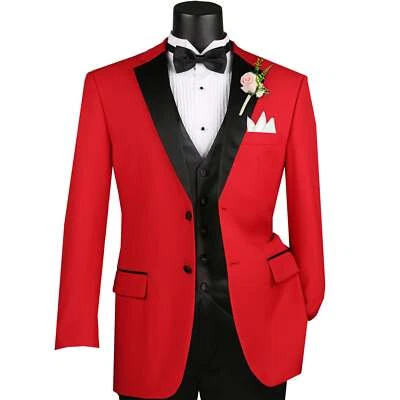 BIG & TALL Men's Red 4pc Tuxedo w/ Sateen Lapel, Trim, Adj Waist & Bow Tie NWT - Image 1 of 4
