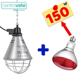 RIFLETTORE per Riscaldamento PULCINI SUINI CUCCIOLI + LAMPADA Infrarossi 150 W - Foto 1 di 3