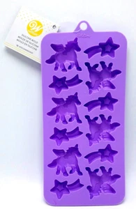 Unicorns & Shooting Stars Silicone Candy Mold Tray12 Cavities Purple by Wilton - Picture 1 of 7